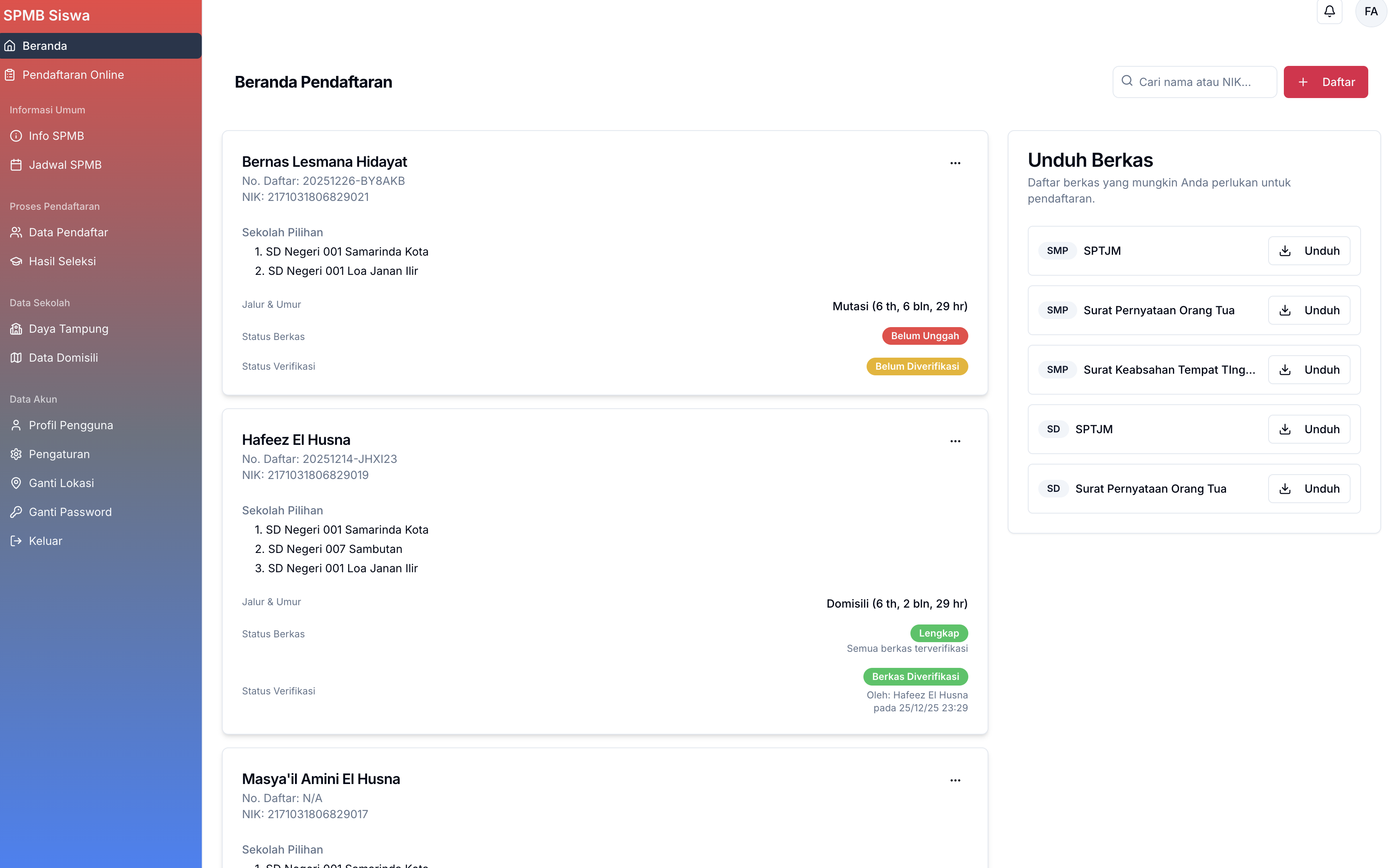 Student dashboard on a mobile phone